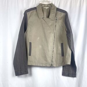 Eileen Fisher Tan and Brown Moto Jacket